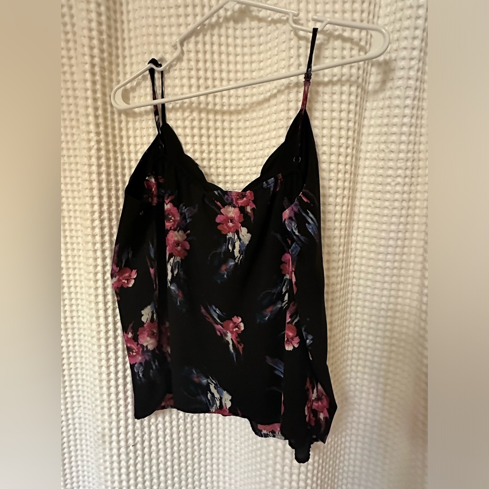 Black Floral Spaghetti Strap Cami Top